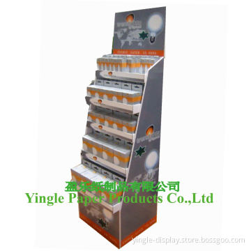 Energy Saving Lamp Cardboard Display, LED Floor Display, 1PC/CTN Paper Display, SGS Approved Exhibitor (FD-130YL)
